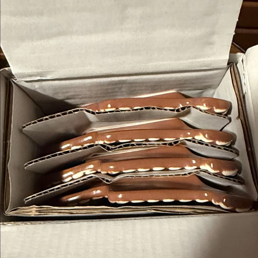 Pottery Barn Gingerbread Train 🚂 Set of 4 Appetizer plates BNIB